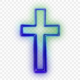 Blue Neon Christian Christianity Cross Bright