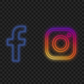 HD Neon Facebook & Instagram Logos Icons PNG