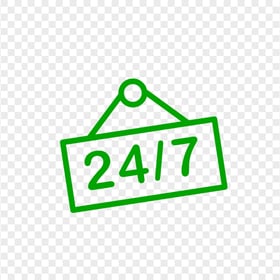 24/7 Green Logo Sign Icon PNG