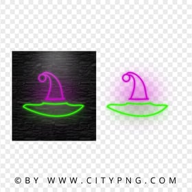 HD Halloween Purple & Green Neon Witch Hat PNG