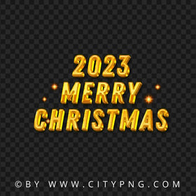 2023 Gold Merry Christmas Xmas FREE PNG