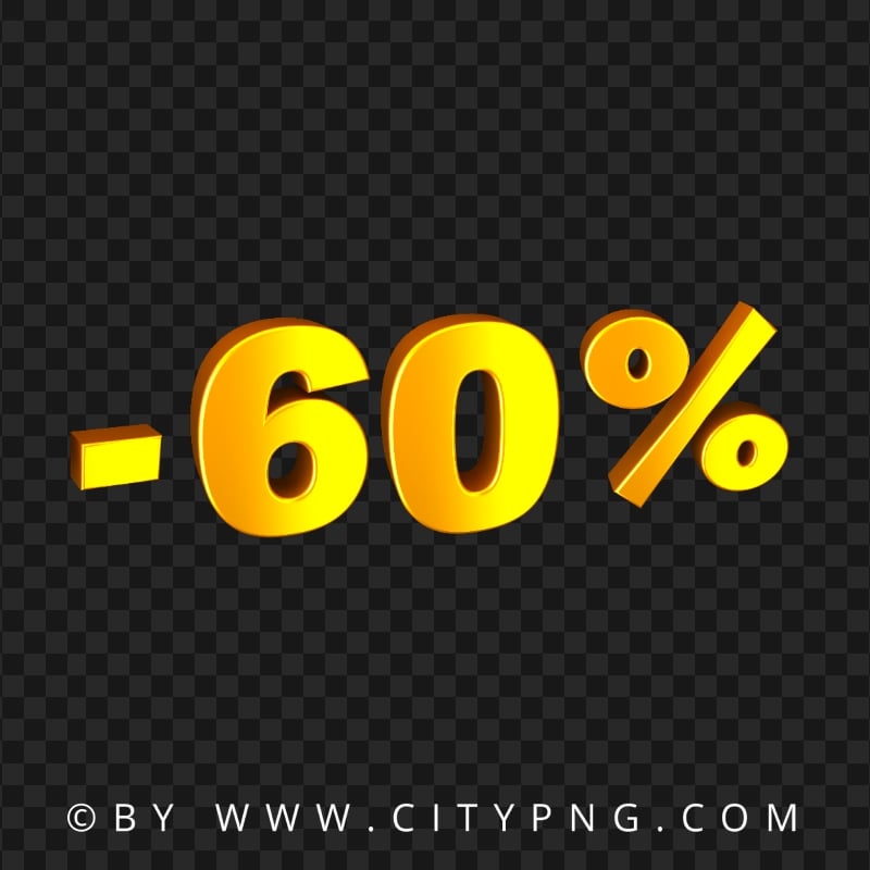 -60% Sixty Percent Discount Yellow Gradient Logo PNG