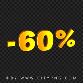 -60% Sixty Percent Discount Yellow Gradient Logo PNG