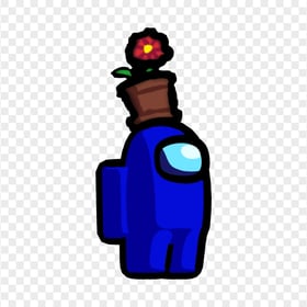 HD Blue Among Us Crewmate Character With Flower Pot Hat PNG