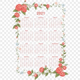 HD 2021 Beautiful Calendar Flower Frame PNG