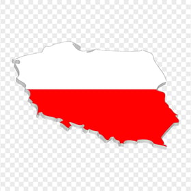 3D Poland POL Flag Map PNG Image