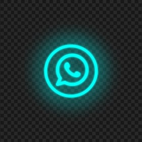 HD Light Blue Neon Whatsapp Wa Round Circle Logo Icon PNG