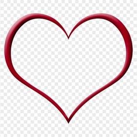 Valentine Love Outline Red Heart Frame HD PNG