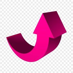 HD Pink 3D Curved Arrow Pointing Up PNG