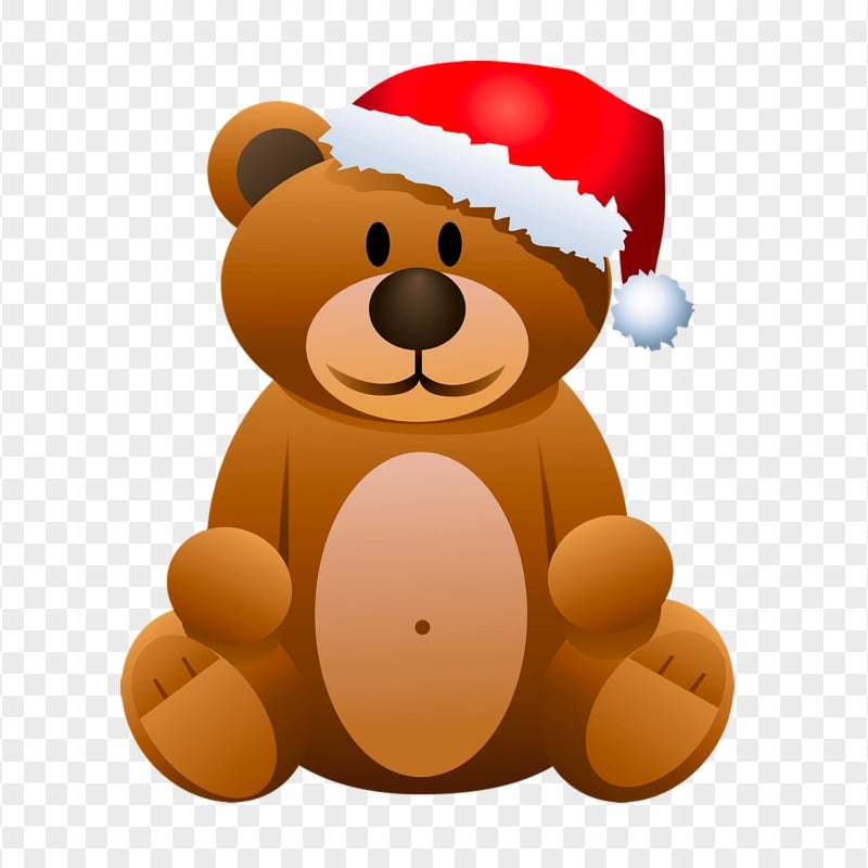 HD Cartoon Bear Wearing Santa Claus Hat PNG | Citypng