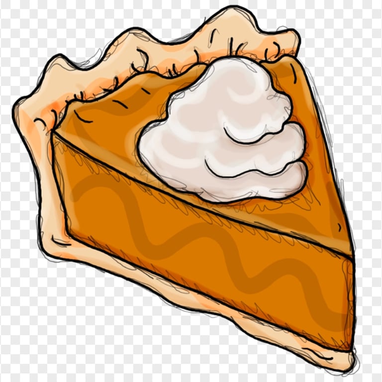 One Piece Of Pumpkin Pie Tart Drawing Vector