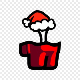 HD Red Among Us Crewmate Character Bone Santa Hat PNG