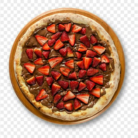 Strawberry Chocolate Pizza on a Rustic Plate FREE PNG