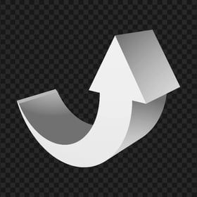 HD White 3D Curved Arrow Pointing Up PNG