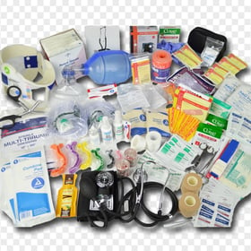 Group Of First Aid Emergency Medicine Supplies