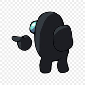 HD Black Among Us Character Back View Finger Hand Pointing PNG