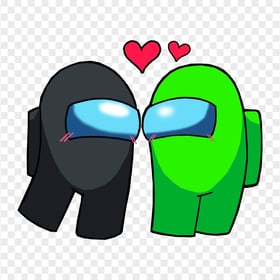 HD Among Us Black Love Lime Characters Valentines Day PNG