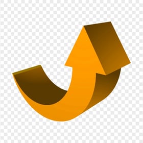 HD Orange 3D Curved Arrow Pointing Up PNG