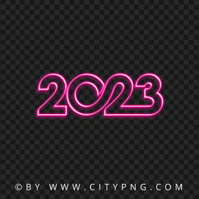 Glowing Neon Pink 2023 Text Logo Numbers PNG IMG