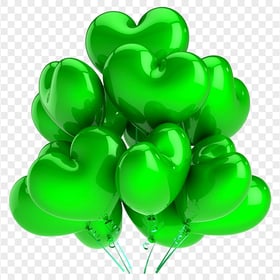 HD Realistic Green Balloons Hearts Valentine Love PNG