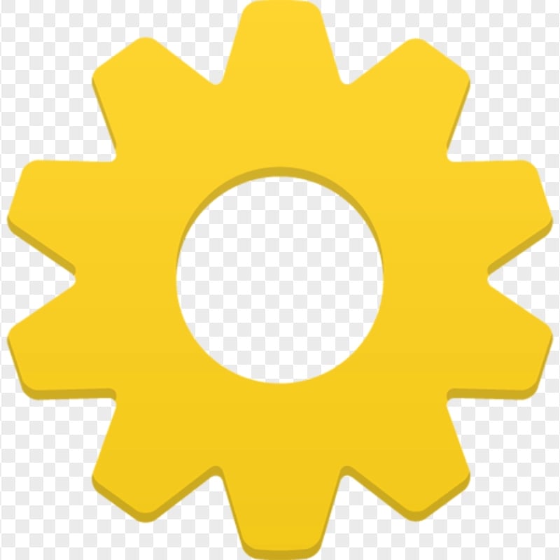 Cog Gear Yellow Vector Icon PNG