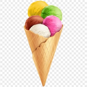 Download Ice Cream Neapolitan Cone Illustration PNG