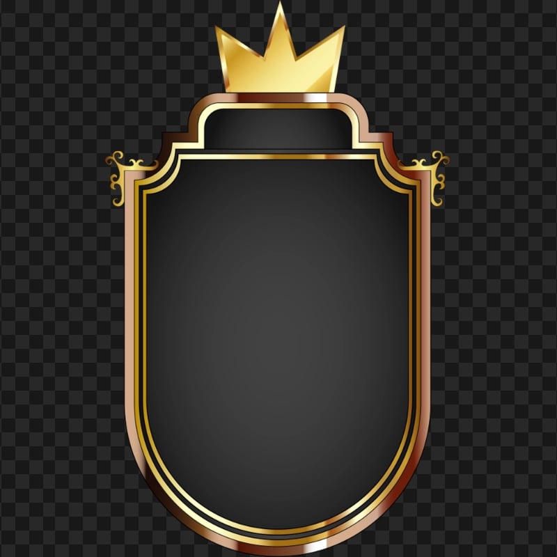 Black & Gold Badge With Crown Illustration HD PNG