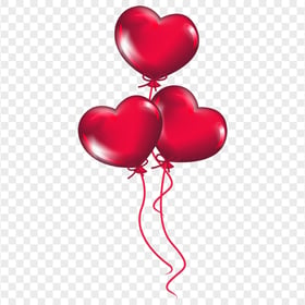 HD Three Red Love Valentines Hearts Balloons PNG