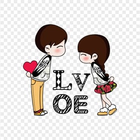 Cartoon Boy & Girl In Love Valentine Couple