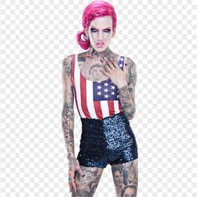 Jeffree Star wear USA flag printed on tank top