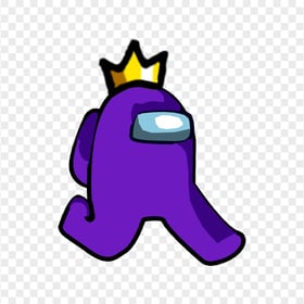 HD Purple Among Us Character Walking With Crown Hat PNG