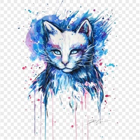 Unique Galaxy Cat Painting HD Transparent Background