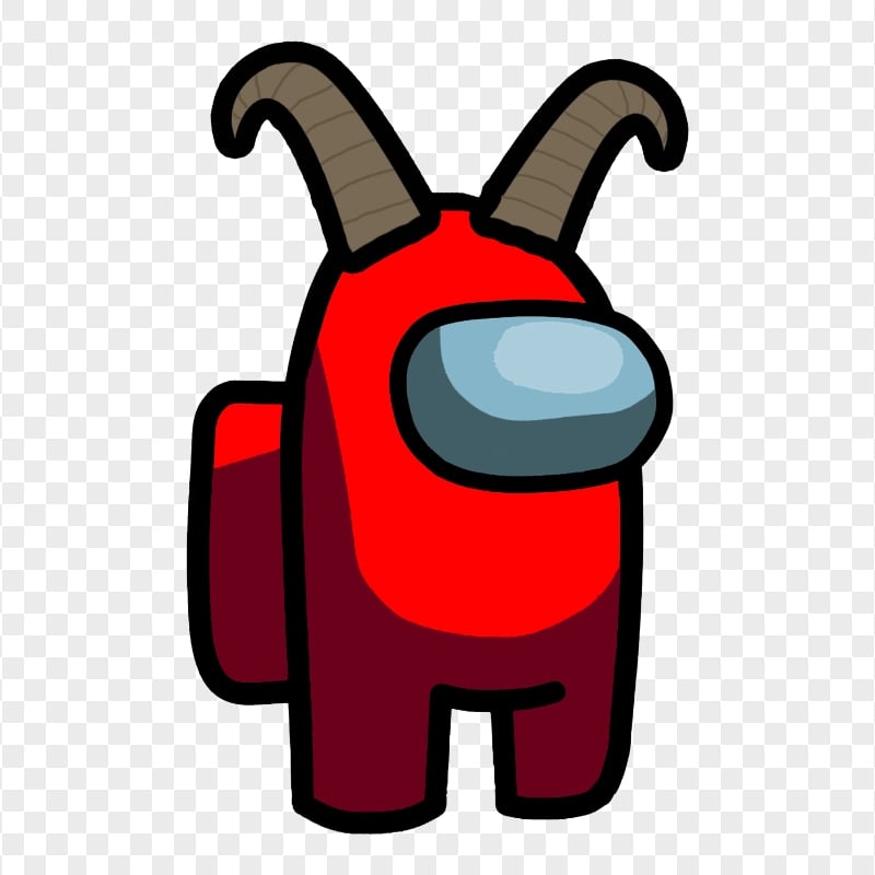 HD Red Among Us Character With Ram Horns PNG