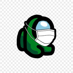 HD Green Among Us Mini Crewmate Character Baby Wearing Surgical Mask PNG