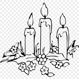Black Drawing Christmas Candles Download PNG