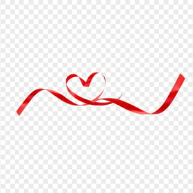 HD Red Ribbon Silk Heart Shape PNG