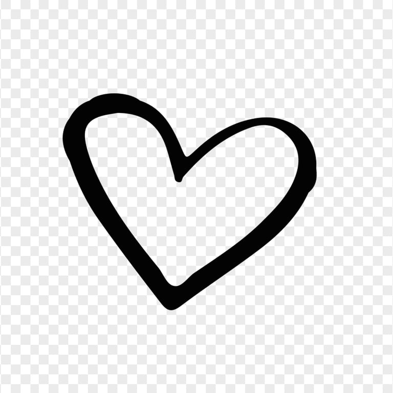 HD Black Outline Hand Drawn Heart PNG