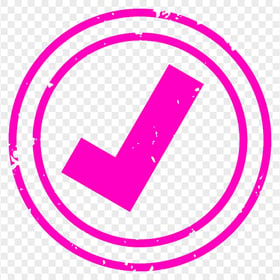 HD Pink Round Yes Tick Check Mark Stamp PNG