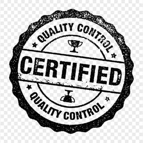 Certified Quality Control Black Stamp Logo Sign PNG