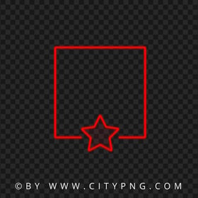 Red Neon Frame With Star Transparent Background