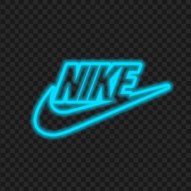 HD Nike Neon Blue Outline Text Tick Logo PNG | Citypng