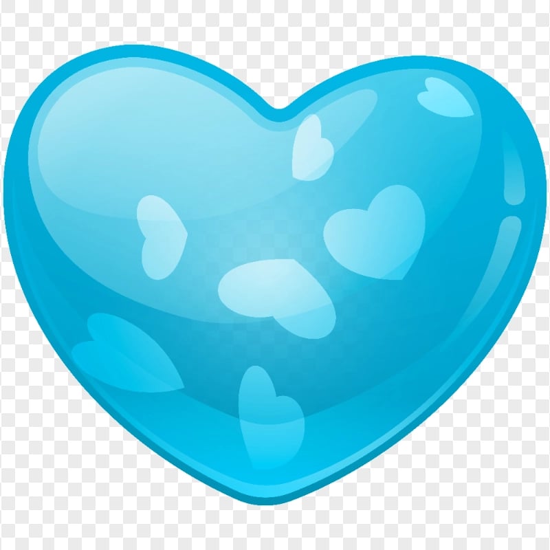 HD Blue Beautiful Glossy Heart Love Valentine Day PNG