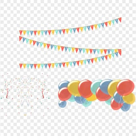 Party Birthday Celebration Vector Items PNG