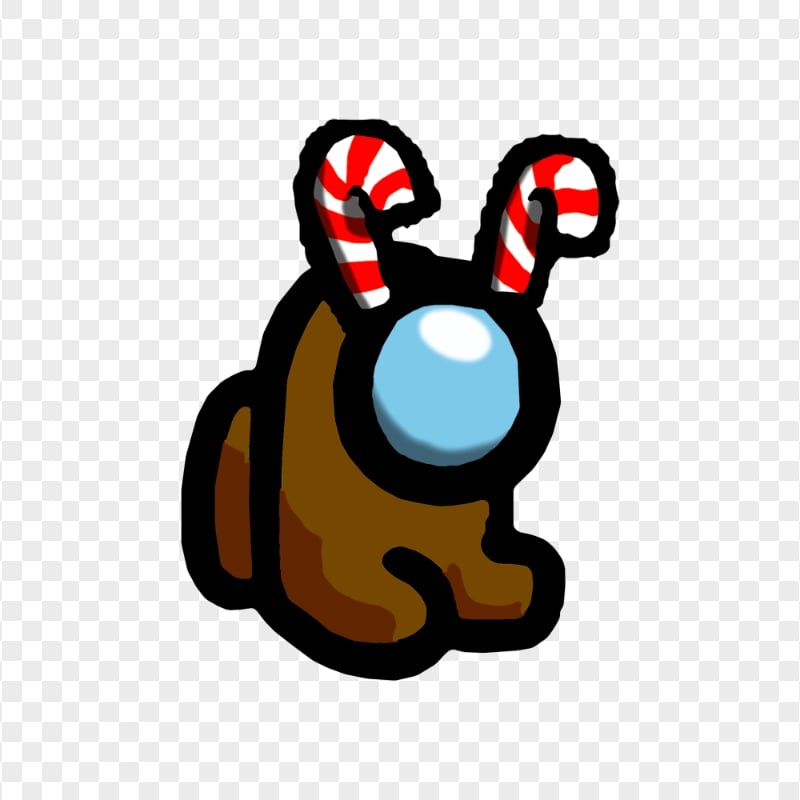 HD Brown Among Us Mini Crewmate Baby With Candy Cane Hat PNG