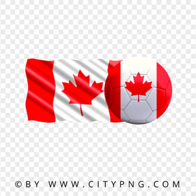 Canada Flag With Soccer Football Ball HD PNG