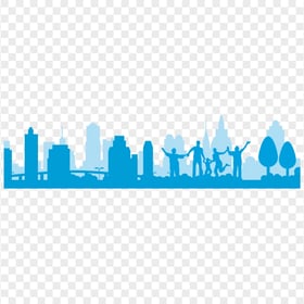 City Skyscrapers Blue Silhouette HD PNG