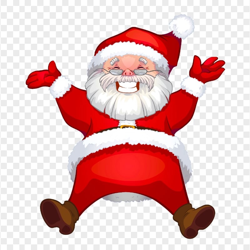 Jumping Cartoon Santa Claus Happy Face HD PNG