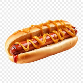 HD American Tasty Hotdog with Mustard Sauce Transparent PNG
