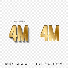 4M Number Text Gold Effect Image PNG
