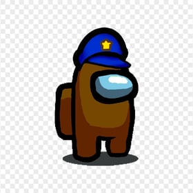 HD Brown Among Us Crewmate Character With Police Hat PNG